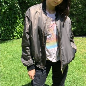 Zara bomber jacket with gold zippers